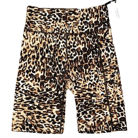 CALVIN‎ KLEIN PERFORMANCE HIGH RISE ANIMAL PRINT SHORTS XS NWT - Picture 1 of 10